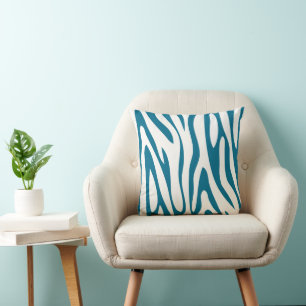 Almohada con diseño de cebra en verde azulado y bl
