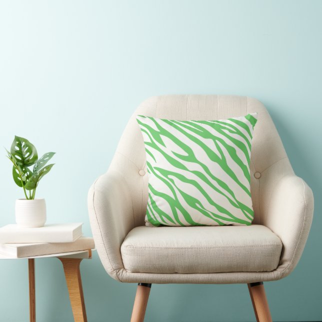 Almohada con diseño de cebra en verde hierba y bei (Silla)