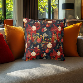 Almohada con diseño festivo y cita de Navidad