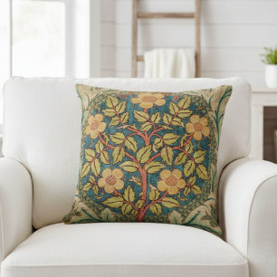 Almohada con diseño floral de arte de William Morr