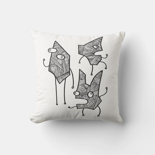 almohada con doodly diseño: "diem de la alfombra " (Anverso)