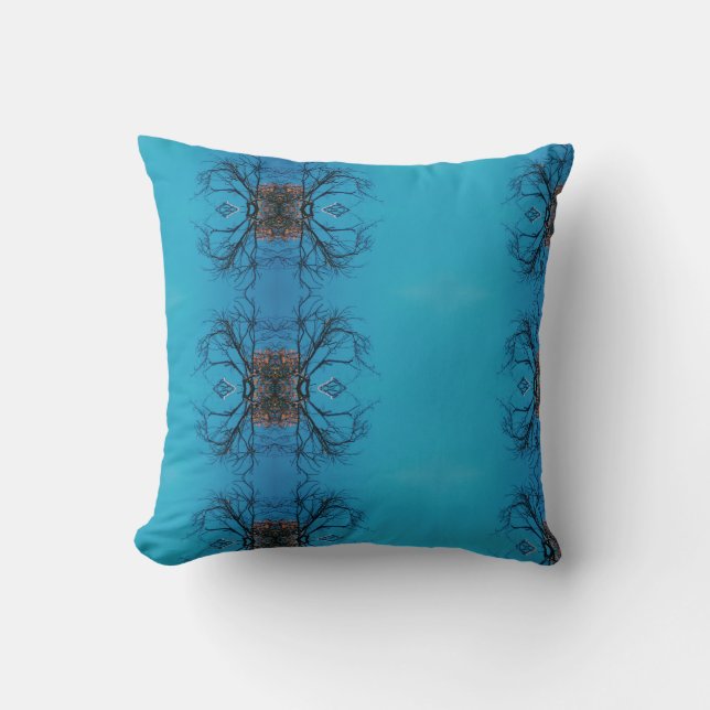 Almohada con efecto caleidoscopio árbol cielo (Anverso)