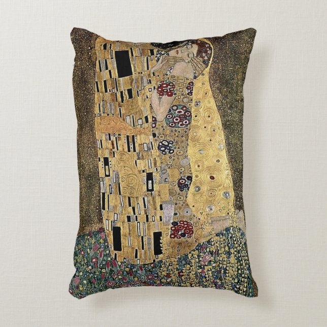 Almohada con El beso de Gustav Klimt (circa 1908) (Frente (Vertical))