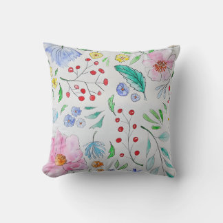 Almohada con elegante patrón floral de acuarela pa