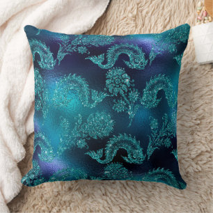 Almohada con escamas de sirena oscura y textura de