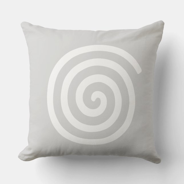 Almohada con espiral abstracta en gris claro y bla (Anverso)