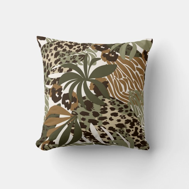 Almohada con estampado de animal de selva (Anverso)