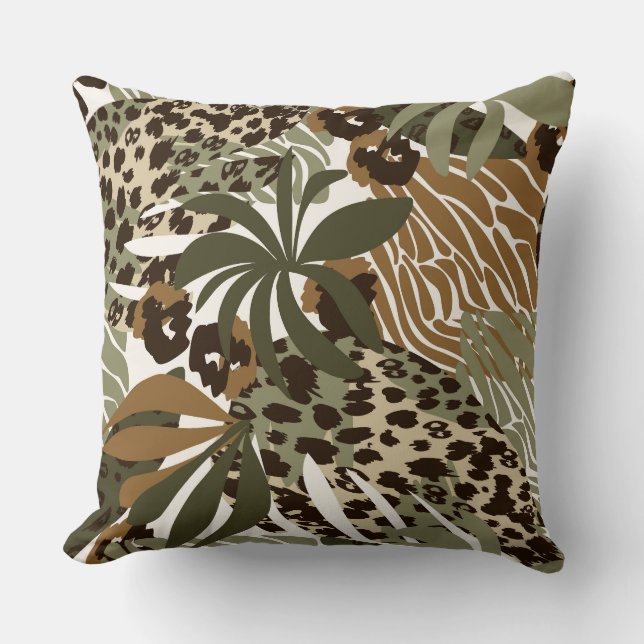 Almohada con estampado de animal de selva (Anverso)