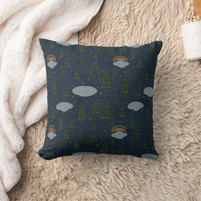 Almohada con estampado de bosque invernal acogedor (Manta)