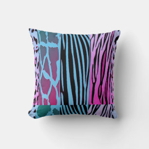 Almohada con estampado de cebra de animal negro y