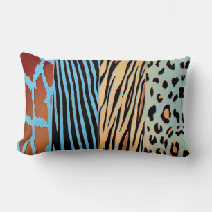 Almohada con estampado de cebra de animal negro y 