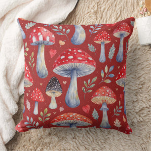 almohada con estampado de cuento de hongo en acuar