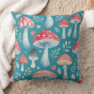 almohada con estampado de cuento de hongos en patr