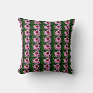 almohada con estampado de flor de equinácea rosa