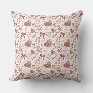 Almohada con estampado de flores y corazones de pa