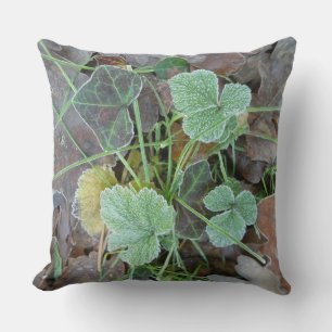 Almohada con Estampado de Hojas Congeladas