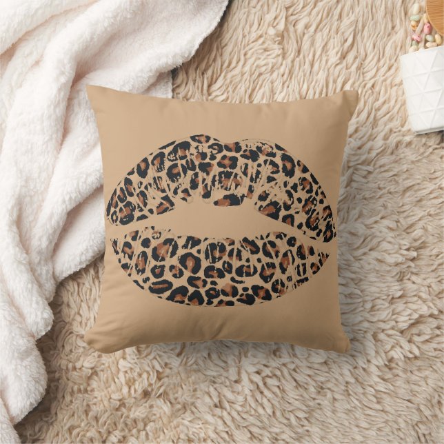 Almohada con Estampado de Labios de Leopardo | Gla (Manta)