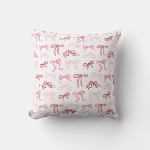 Almohada con estampado de lazos coquette rosados y