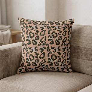 Almohada con estampado de leopardo y brillo falso
