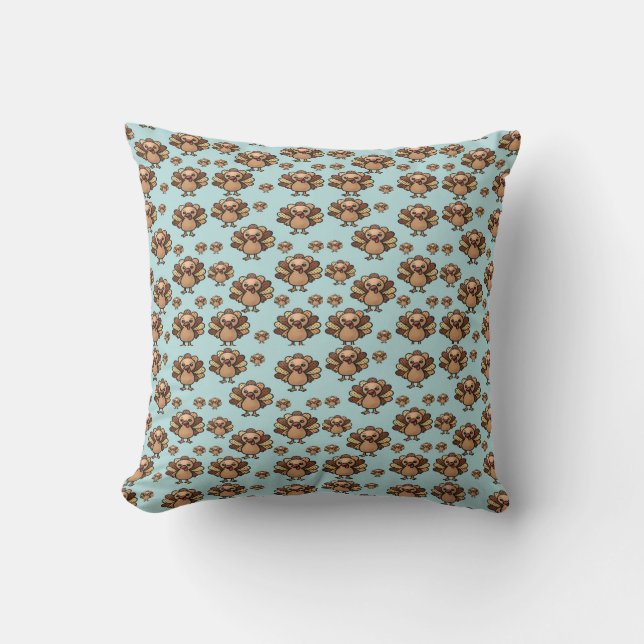 Almohada con estampado de pavo de otoño – Acción d (Anverso)