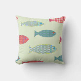 Almohada con Estampado de Peces Costeros Coloridos