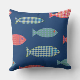 Almohada con Estampado de Peces Costeros Coloridos