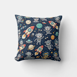Almohada con estampado de perro robot espacial