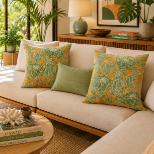 almohada con estampado de protea