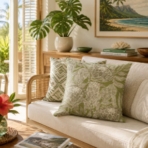 almohada con estampado de protea