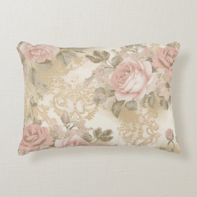 Almohada con estampado de rosas victorianas (Anverso)