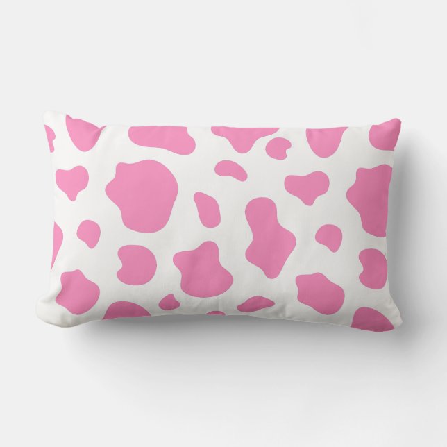 Almohada con Estampado de Vaca Rosa y Blanco (Anverso)