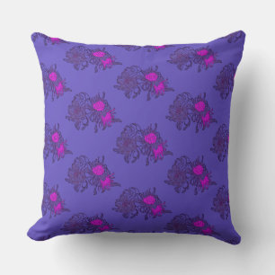 Almohada con estampado floral de crisantemo púrpur