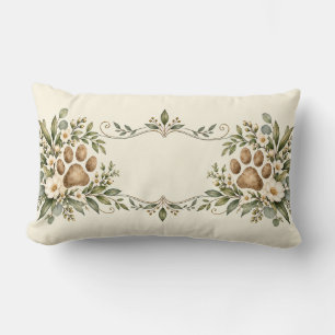 Almohada con estampado floral rústico de huellas d