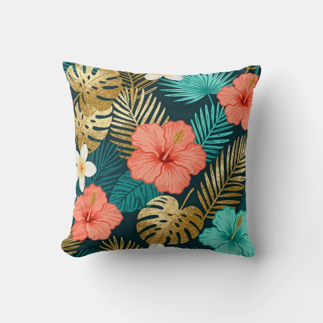 Almohada con Estampado Floral Tropical (Anverso)