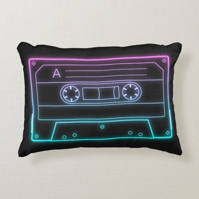 Almohada con estética retro de cinta de casete de  (Anverso)
