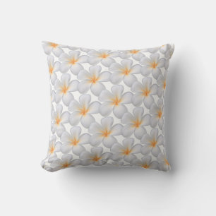 Almohada con flores de frangipani plumeria blancas
