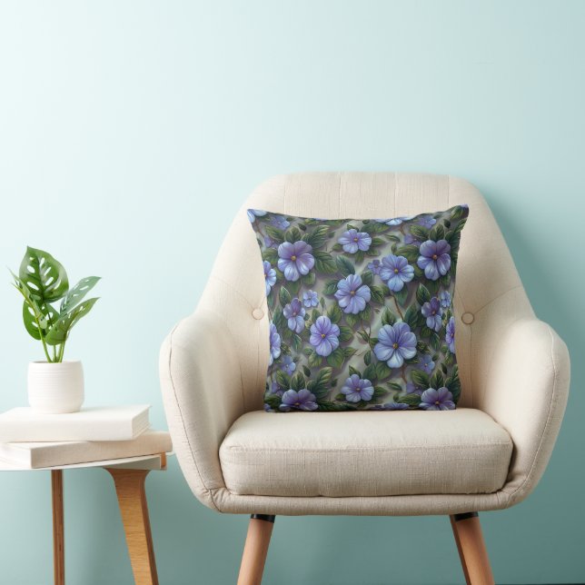 Almohada con flores púrpuras de patrón floral para (Silla)