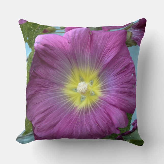 Almohada con foto de cerca de flor rosa (Anverso)