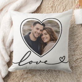 Almohada con foto de corazón minimalista con escri