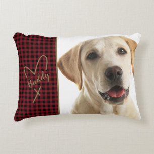 Almohada con foto de mascota a cuadros de Búfalo
