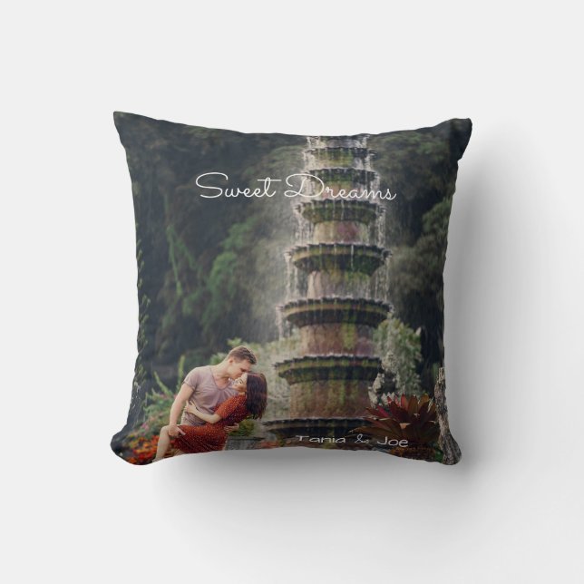 Almohada con foto & la escritura de dulces sueños  (Anverso)