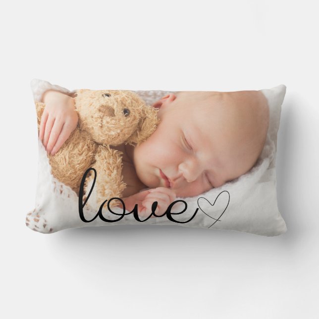 Almohada con Foto Personalizada de Corazón y Texto (Anverso)