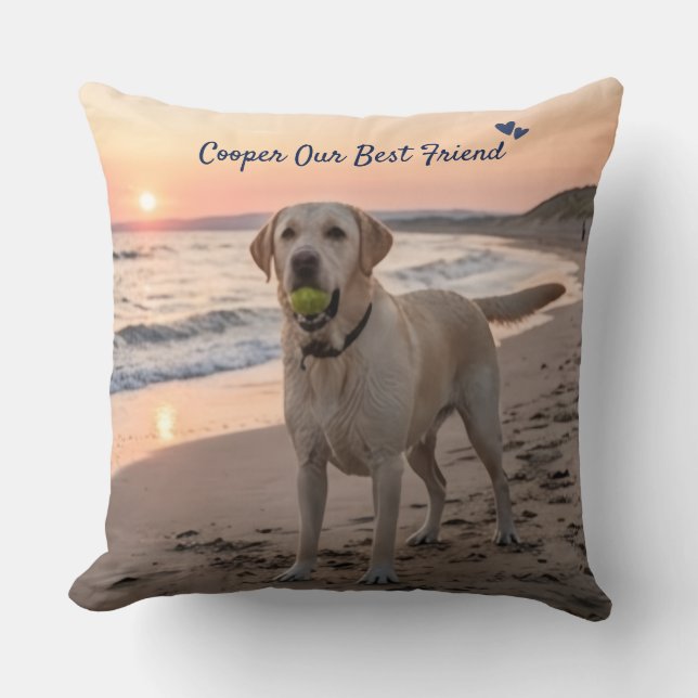 Almohada con Foto Personalizada de Mascota con Nom (Anverso)
