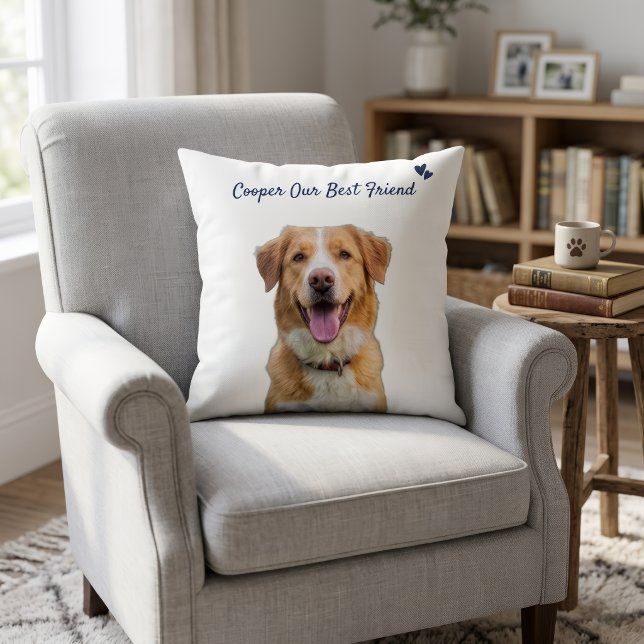 Almohada con Foto Personalizada de Mascota con Nom (Subido por el creador)