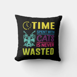 Almohada Con Frase Sobre El Tiempo Con Gatos