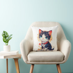 Almohada con Gato Kawaii para Amantes de los Gatos
