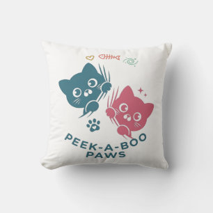 Almohada con gatos lindos Peek-a-Boo Paws