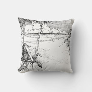 Almohada con grabado de árbol de palma tropical vi