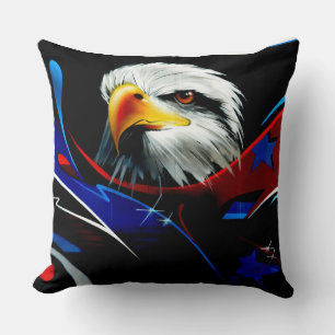 Almohada con grafiti del águila patriótica