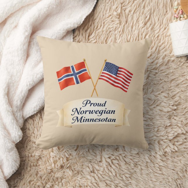 Almohada con herencia orgullosa noruega de Minneso (Manta)
